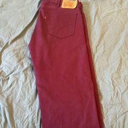 501 Levi 40 X 32 Maroon Red