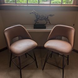 Pair of Modern Faux Leather Counter Chairs