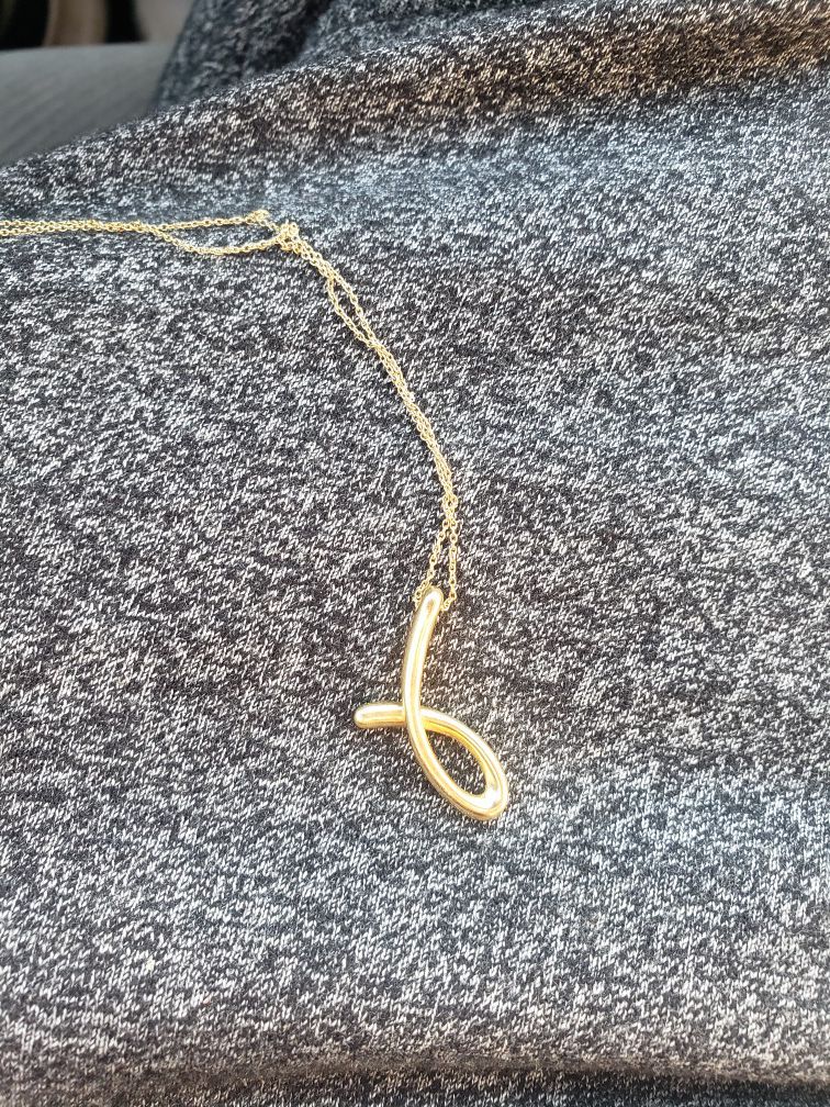 18k gold Elsa peretti tiffany "J" necklace