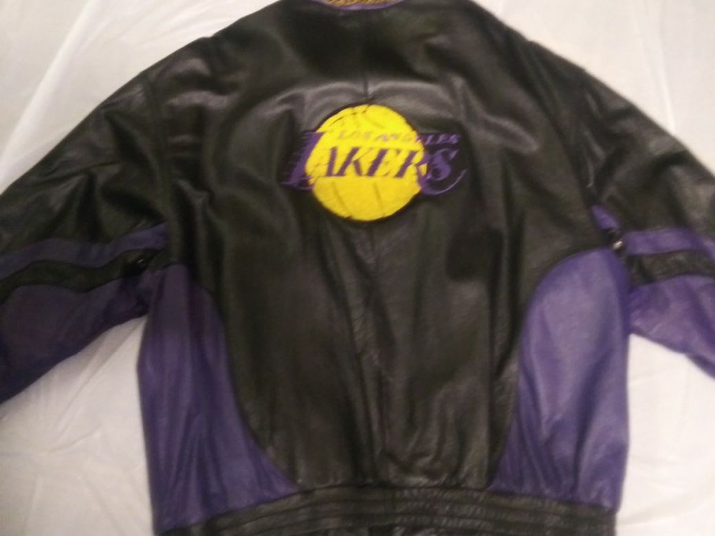 Wilson's Official NBA Leather Jacket, Black And Purple, Size XXL