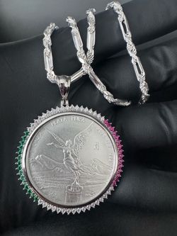BRAND NEW-  .999 Silver  libertad coin w/ Bezel & chain