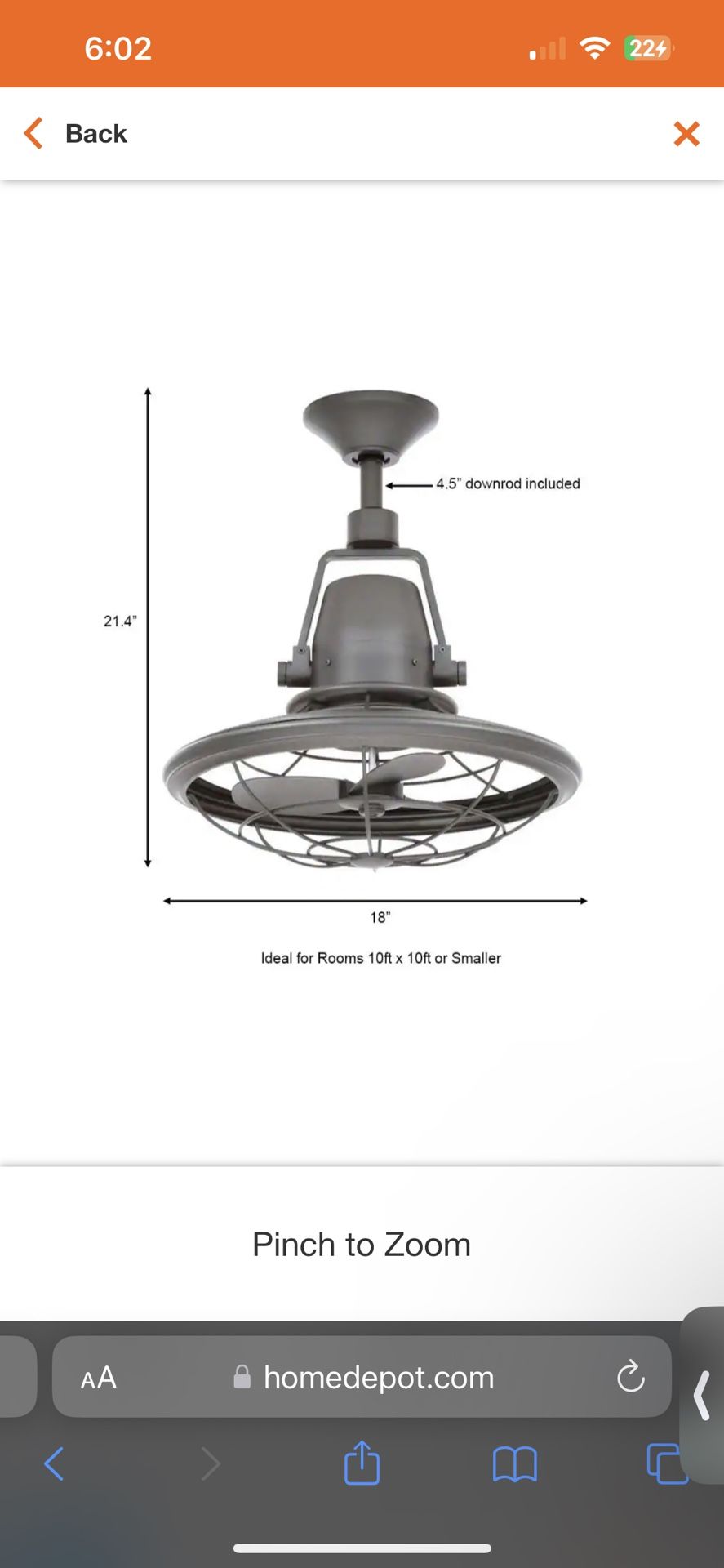 Bentley II 18 in. Indoor/Outdoor Natural Iron Oscillating Ceiling Fan