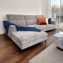 Brand New Fabric Modern Sectional Sofa w/ Chaise & Adjustable Back – Dark or Light Gray