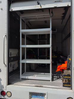 Heavy duty plastic shelves x2