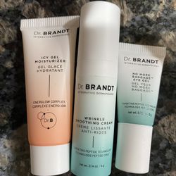 NEW DR. BRANDT ICY GEL MOISTURIZER, WRINKLE SMOOTHING CREAM & NO MORE BAGGAGE EYE GEL $10 For All 3!