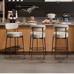 24'' Bar Stools Set of 3, for Kitchen Island. Grey