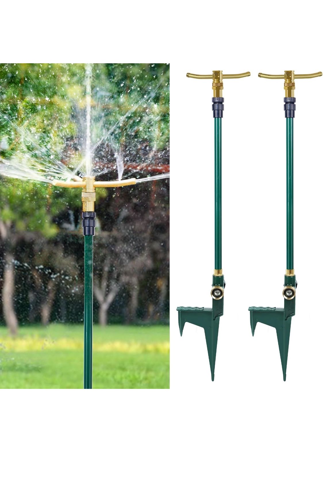 2 Pack 3-Arm Garden Sprinkler, 360 Degree Rotation Garden Water Sprinklers, High-Rise Lawn Sprinkler, Lawn Watering Irrigation System