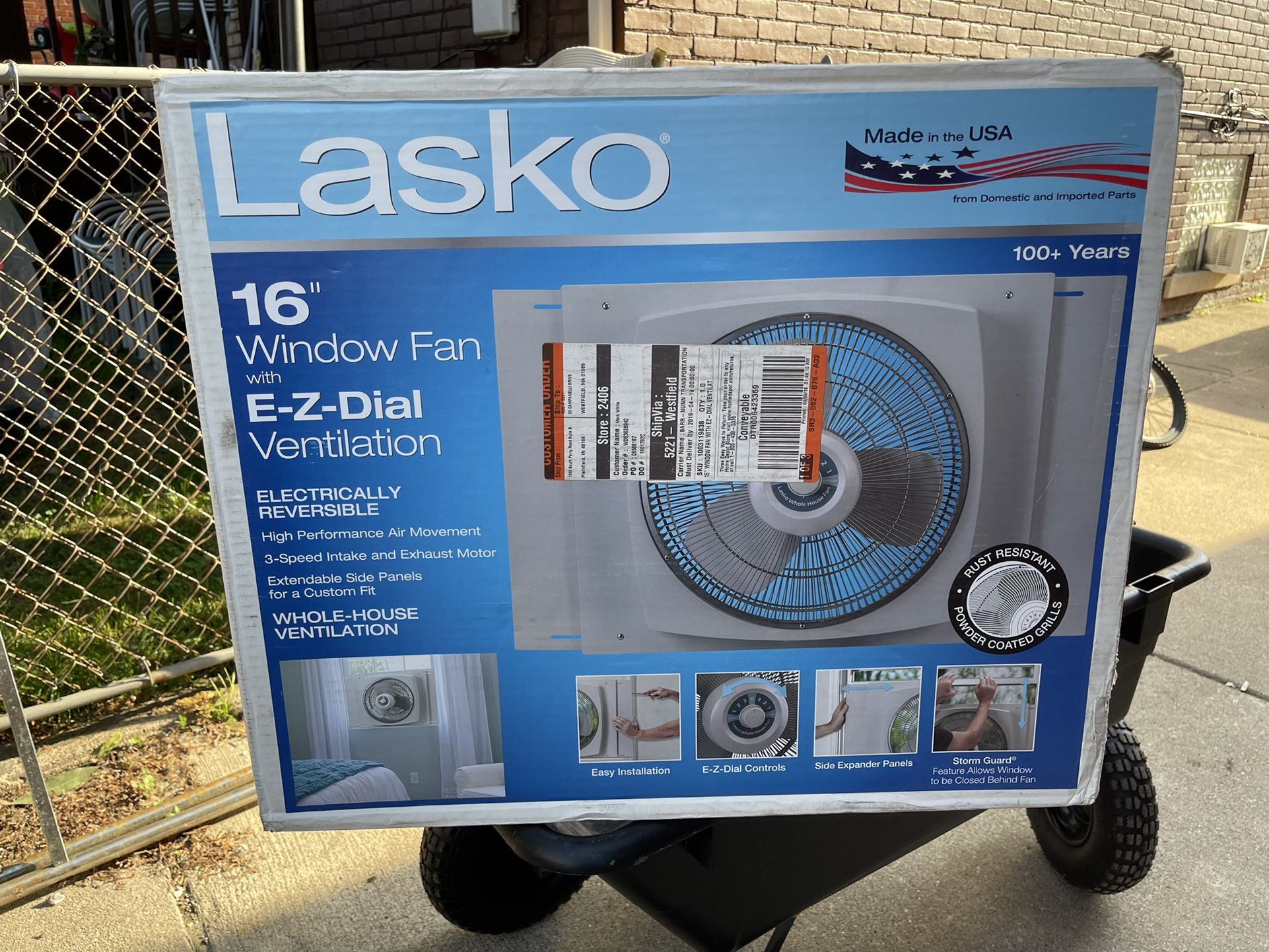 Lasko 16" Electrically Reversible Window Fan with Storm Guard With 2 FREE TOWER FANS!