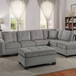 🚚Ask 👉Sectional, Sofa, Couch, Loveseat, Living Room Set, Ottoman, Recliner, Chair, Sleeper. 

✔️In Stock 👉 Emilio Taupe Reversible Sectional