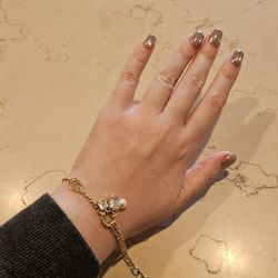 Gold Pearly Crystal Chain Bracelets 