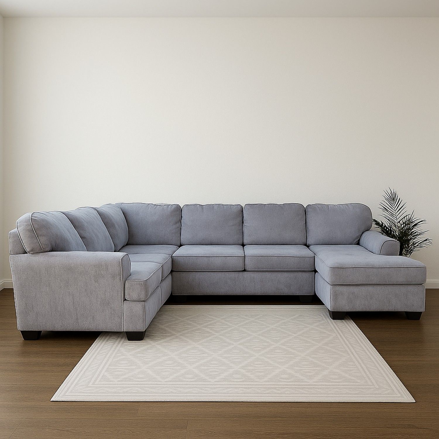 Large Ashley Gray U Shape Sectional Couch Sofa