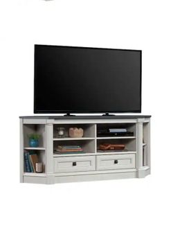Sauder Palladia Corner TV Stand/Credenza for TVs up to 60", Glacier Oak Finish