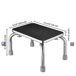 Single Step Stool Footstool Chrome Steel Non-skid Rubber