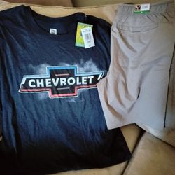 New Men Chevrolet T Shirt Size 3XL & NewVoyager Khaki Shorts
