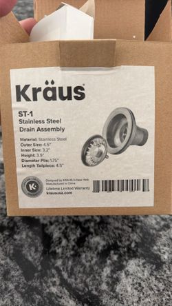 NIB Kräus Stainless Steel Drain Assembly ST-1