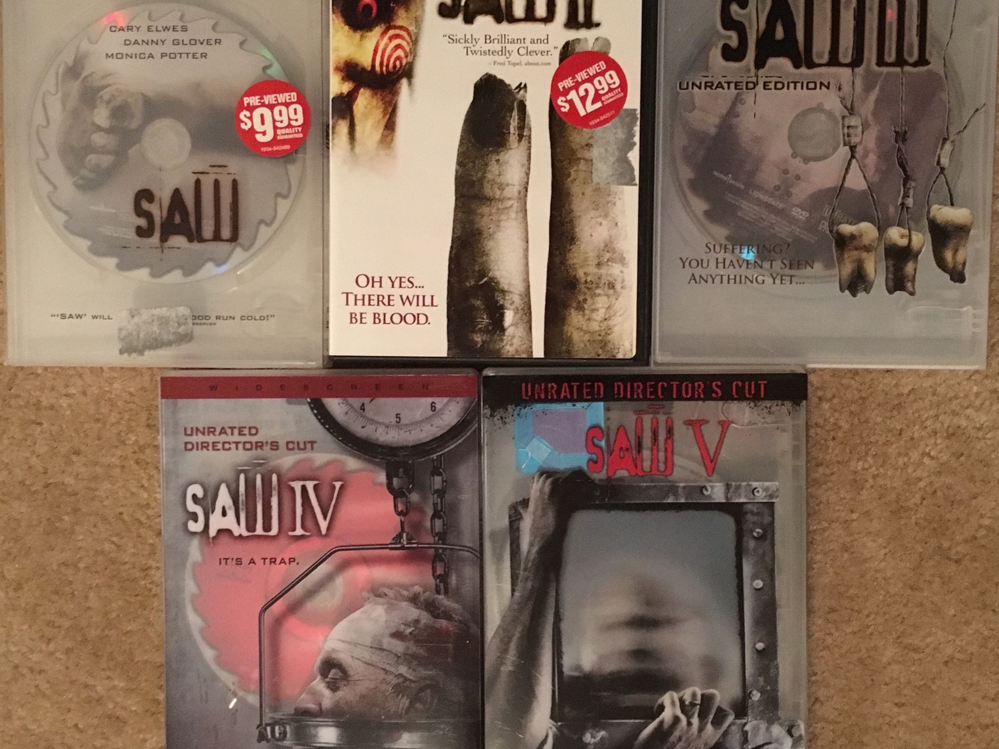 Saw DVDs 1-5