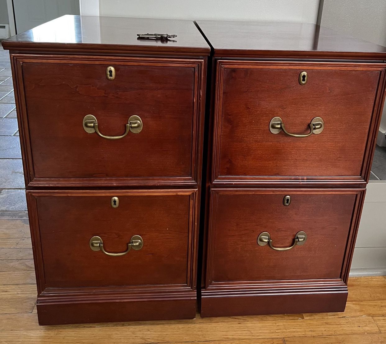 Pair Of Matching The Bombay Company Two Drawer File Cabinets