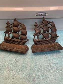 Vintage bookends USS constitution very old very old