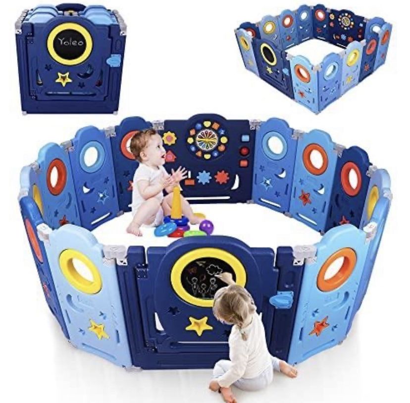 Baby Playpen, Fences for Toddlers, Kids Play Yards, Indoor Safety Gate Foldable Home Activity C