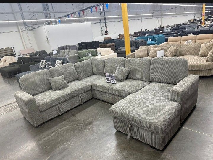XL Sectional, Sectional Sofa With Pull-out Bed & Storage Grey Or Dark Grey