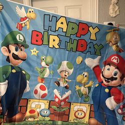 Super mario bro characters party decoration Background