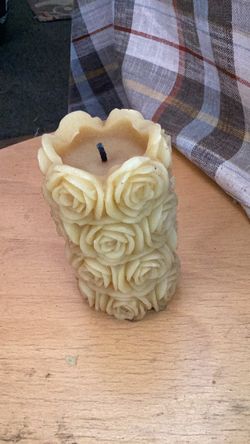 Ivory Rose Pillar Candle
