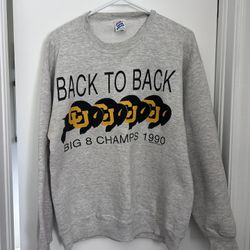 Vintage Jerzees Colorado Buffaloes Back To Back Big 8 Champs 1990 Crewneck USA L