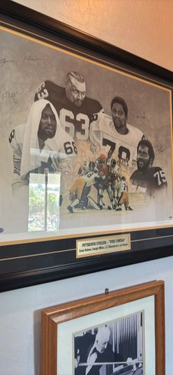Signed numbered by artist steel curtain Pittsburgh Steelers number out of 500 autographed by all four Steelers