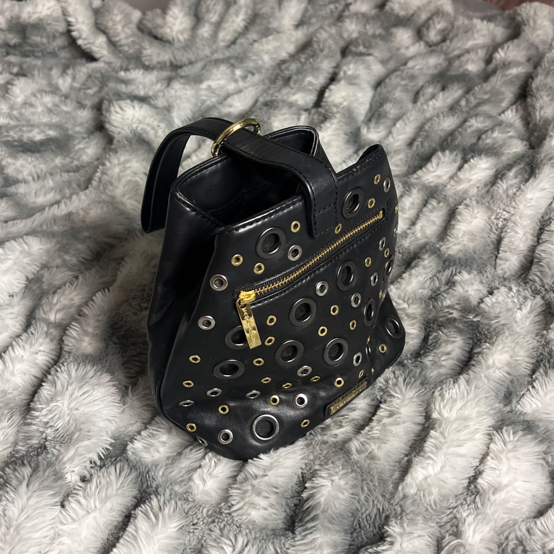 bcbg maxazria black clutch mini purse wristlet 