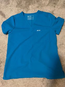 Figs Blue Scrub top- M