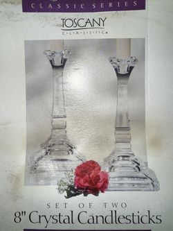 $10-St. George Toscany Classic 8" Crystal Candlesticks (Set of 2) 