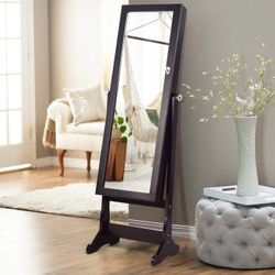 Standing Jewelry Armoire with Mirror