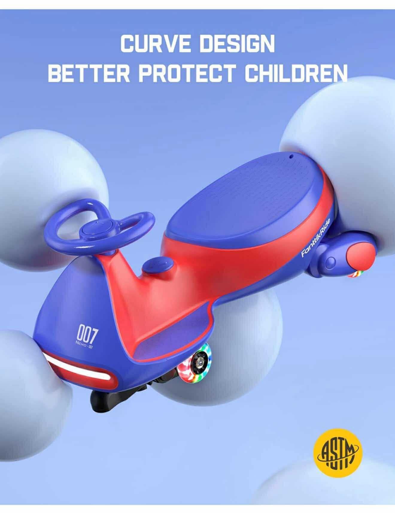 Pro Electric Wiggle Car with Pedal, Rechargeable Battery, , Bluetooth, for Ages 3 and Up, 150 Lbs, Blue