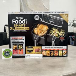 Ninja Foodi 6 In 1 10qt XL 2 Basket Air Fryer Smart Cook 