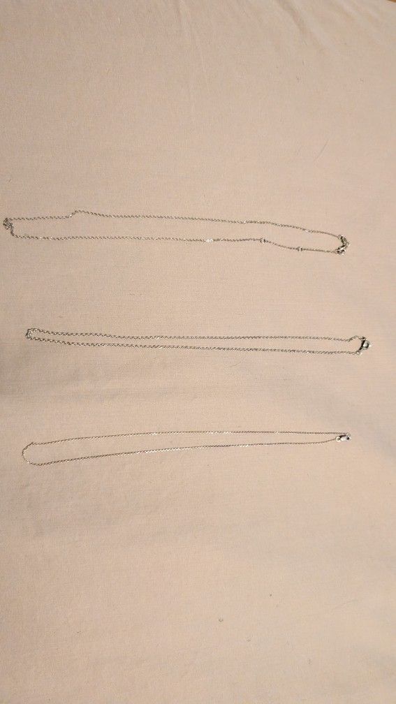 3 Silver Chain Necklaces