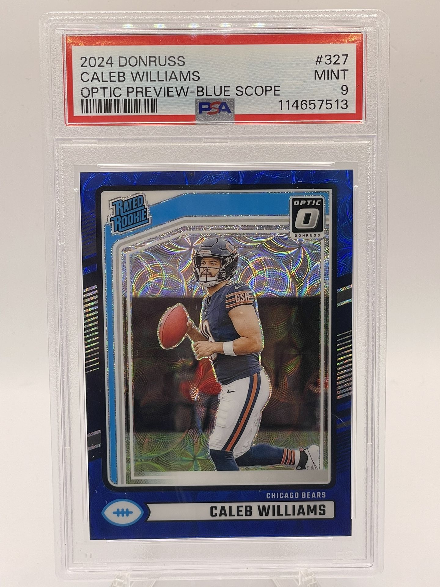 Caleb Williams Optic Blue Scope Preview PSA 9