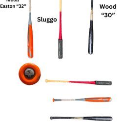 3 Bats For Sale (metal, Sluggo & Wood)