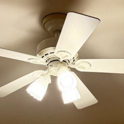 White 44 Inch Hunter Ceiling Fan With Light Kit