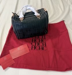 NWOT Authentic Carolina Herrera Black Genuine Leather CHCH ANDY Satchel Bag