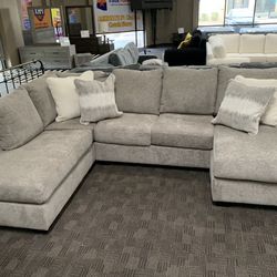 Grey Double Chaise Sectional Couch