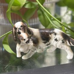 Vintage Bone China Miniature Spaniel & Pup Figurine $10