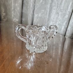 EAPG Imperial Glass Co "Nucut"  212/1 Double-Handled Pressed Glass Crystal Open Sugar Bowl