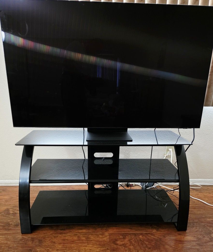 TV Stand, Bell'O, Glass Shelves And Steel Frame, Model No. PVS4204HG , Pre-owned
