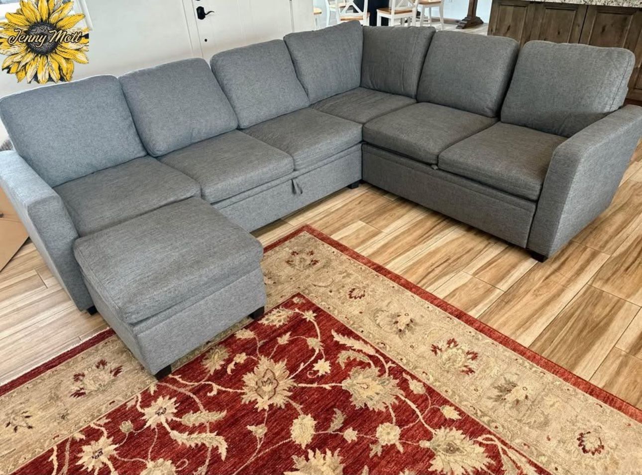 Sleeper Sectional With Storage Space, Couch, Sofa HONBAY 