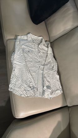 New York and Company long sleeve classic polka dot blouse size L