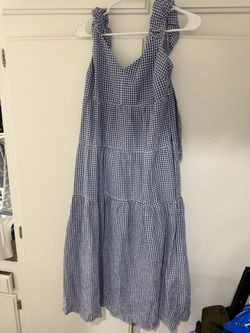 $10 Old Navy Blue White Maxi Dress Tie Back Chiffon Medium