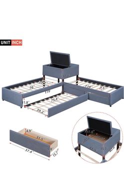 Gray Twin Corner Bed Set