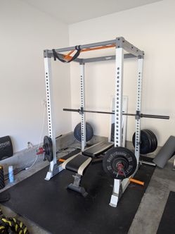 Full Squat Rack w/ attachments & Bench