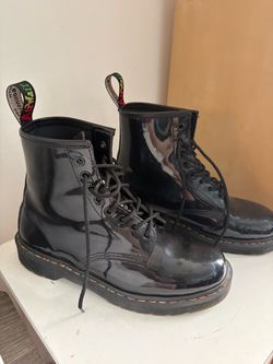 Dr. Martens Black Boots with Rainbow Thread