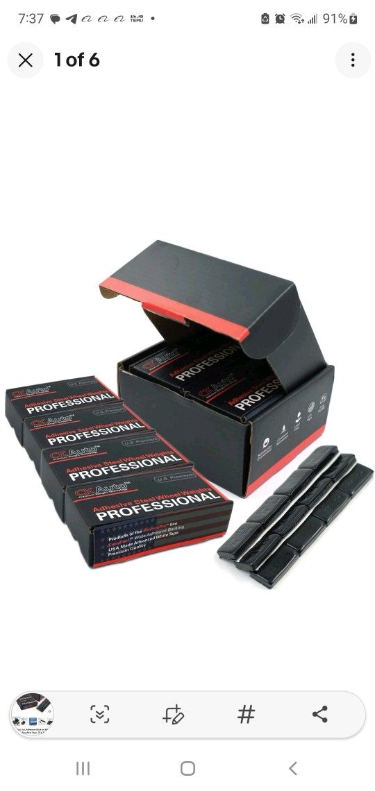 ⚙️ Brand New 288pcs Adhesive Wheel Weights – 1oz Easy-Peel Tape (72/Box, 4 Boxes – Black)